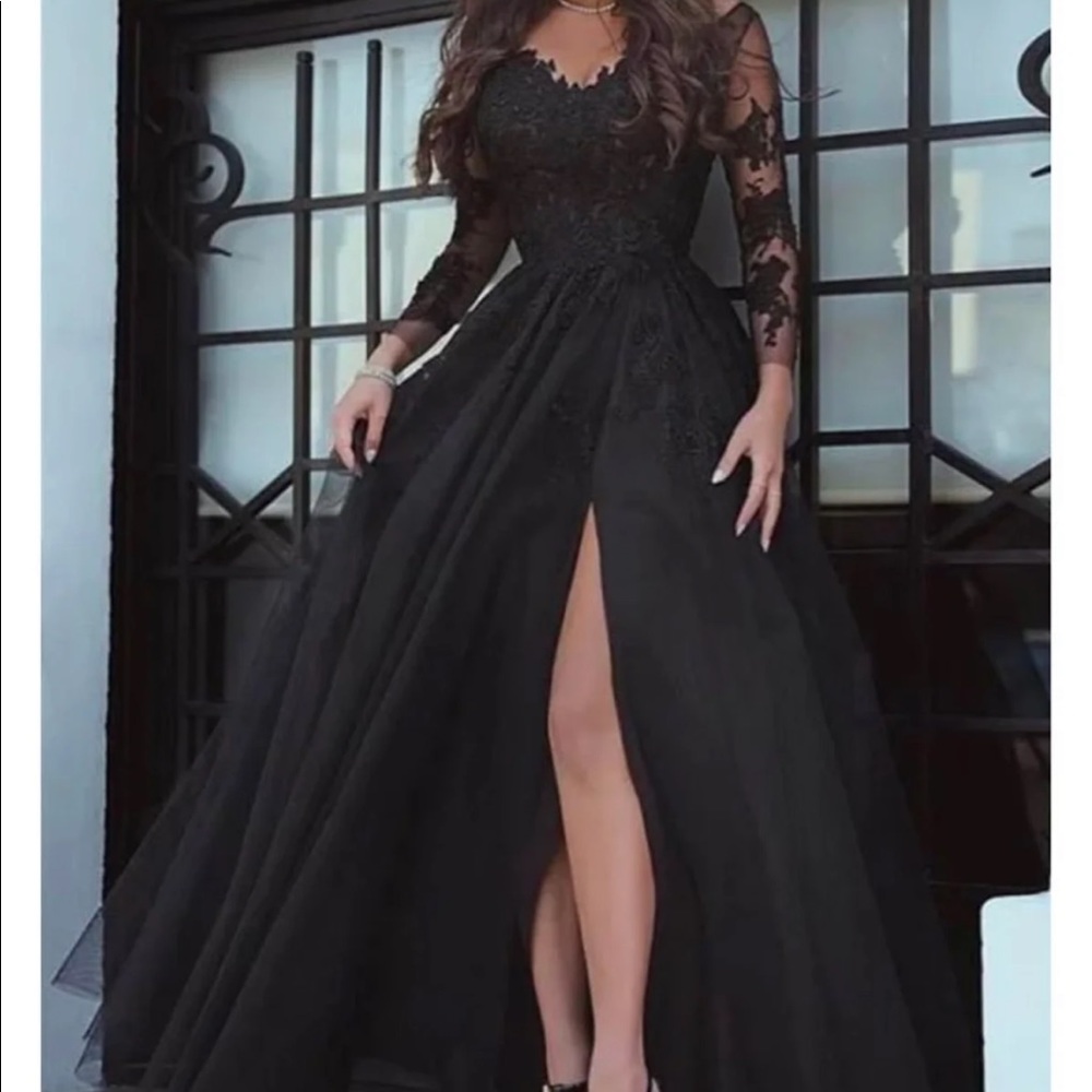 All black lace/tulle wedding dress.